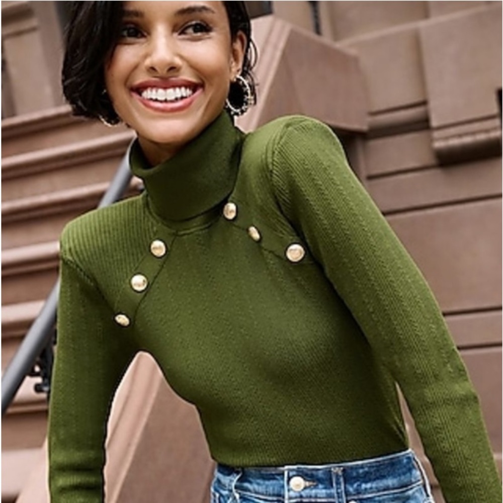“Express” Army Green, Turtleneck Sweater; Size Sm… - image 1